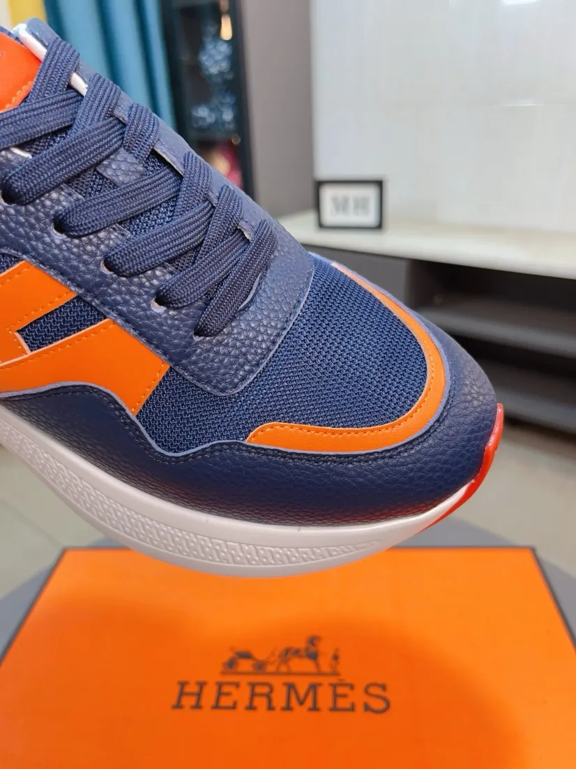 Men's shoes💰580🌸🌸【HERMES】Hermès high-end quality original shoe upper: 🔝tumbled calfskin, suede calfskin, shoe body sewn H totem, outsole: ultra-light TPU foam·rubber; two-color molded outsole, ultra-high quality control·fine workmanship: highlighting (high-end·luxury·grade) 38-44 (45 can be customized)